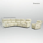 104  W 6 Seater Genuine Leather Power Sectional and 39  W Recliner Set with Zero Gravity, USB Ports, 2 stationaryarmlesschairs