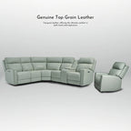 104  W 6 Seater Genuine Leather Power Sectional and 39  W Recliner Set with Zero Gravity, USB Ports, 2 stationaryarmlesschairs