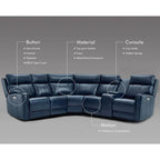 104  W 6 Seater Genuine Leather Power Sectional and 39  W Recliner Set with Zero Gravity, USB Ports, 2 stationaryarmlesschairs