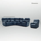104  W 6 Seater Genuine Leather Power Sectional and 39  W Recliner Set with Zero Gravity, USB Ports, 2 stationaryarmlesschairs