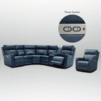 104  W 6 Seater Genuine Leather Power Sectional and 39  W Recliner Set with Zero Gravity, USB Ports, 2 stationaryarmlesschairs