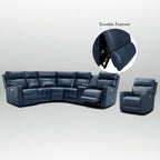 104  W 6 Seater Genuine Leather Power Sectional and 39  W Recliner Set with Zero Gravity, USB Ports, 2 stationaryarmlesschairs