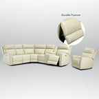 104  W 6 Seater Genuine Leather Power Sectional and 39  W Recliner Set with Zero Gravity, USB Ports, 2 stationaryarmlesschairs