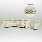 104  W 6 Seater Genuine Leather Power Sectional and 39  W Recliner Set with Zero Gravity, USB Ports, 2 stationaryarmlesschairs