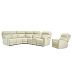 104  W 6 Seater Genuine Leather Power Sectional and 39  W Recliner Set with Zero Gravity, USB Ports, 2 stationaryarmlesschairs