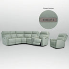 104  W 6 Seater Genuine Leather Power Sectional and 39  W Recliner Set with Zero Gravity, USB Ports, 2 stationaryarmlesschairs