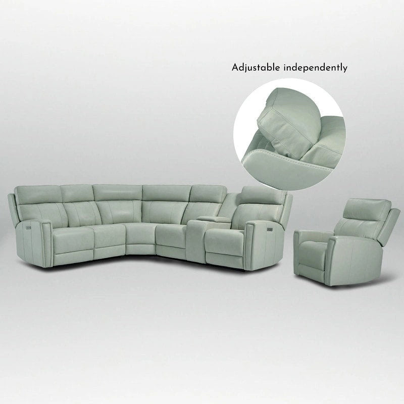 104  W 6 Seater Genuine Leather Power Sectional and 39  W Recliner Set with Zero Gravity, USB Ports, 2 stationaryarmlesschairs