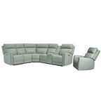 104  W 6 Seater Genuine Leather Power Sectional and 39  W Recliner Set with Zero Gravity, USB Ports, 2 stationaryarmlesschairs