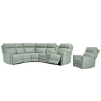 104  W 6 Seater Genuine Leather Power Sectional and 39  W Recliner Set with Zero Gravity, USB Ports, 2 stationaryarmlesschairs