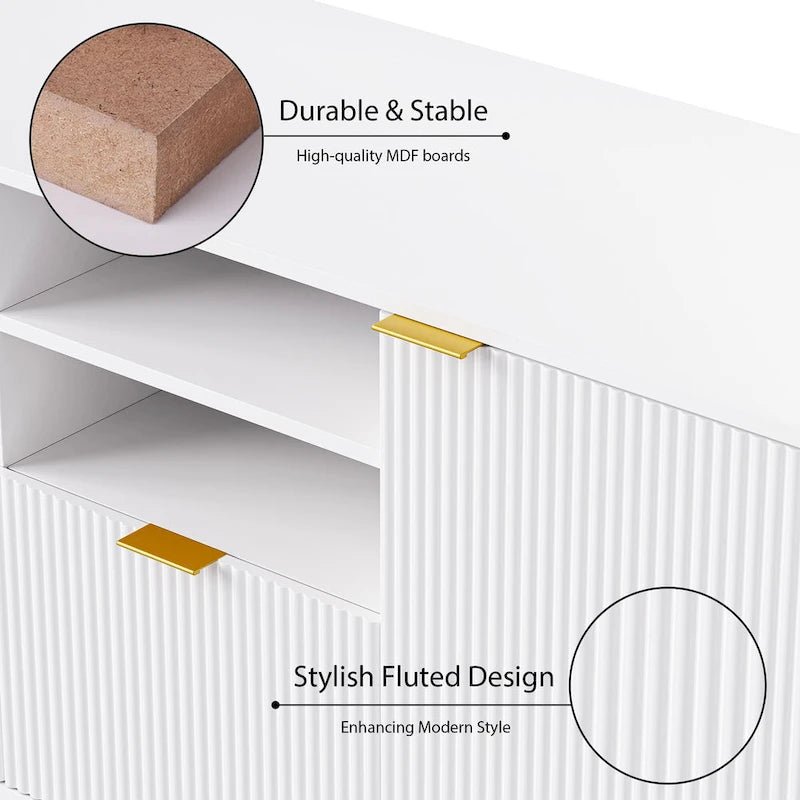 White 112.5  Entertainment Wall Unit with 13 Shelves, 8 Drawers and 2 Cabinets for TVs Up to 70