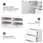 White 112.5  Entertainment Wall Unit with 13 Shelves, 8 Drawers and 2 Cabinets for TVs Up to 70