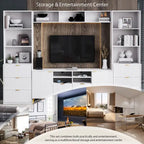 White 112.5  Entertainment Wall Unit with 13 Shelves, 8 Drawers and 2 Cabinets for TVs Up to 70