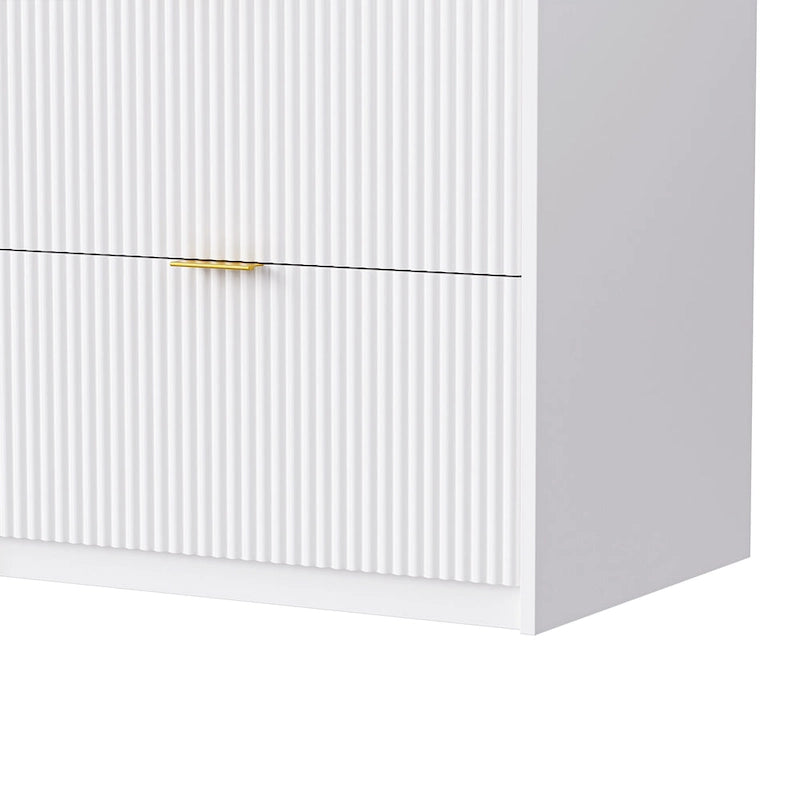 White 112.5  Entertainment Wall Unit with 13 Shelves, 8 Drawers and 2 Cabinets for TVs Up to 70