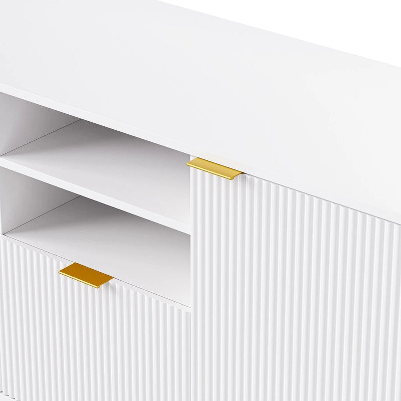 White 112.5  Entertainment Wall Unit with 13 Shelves, 8 Drawers and 2 Cabinets for TVs Up to 70