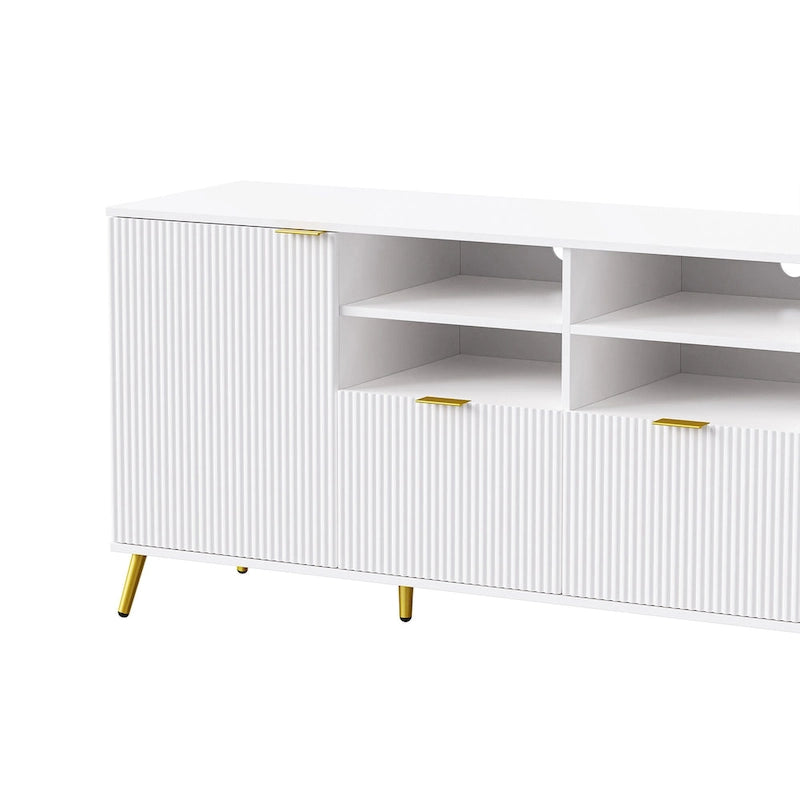 White 112.5  Entertainment Wall Unit with 13 Shelves, 8 Drawers and 2 Cabinets for TVs Up to 70