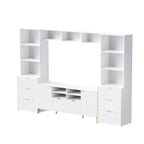 White 112.5  Entertainment Wall Unit with 13 Shelves, 8 Drawers and 2 Cabinets for TVs Up to 70