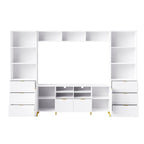 White 112.5  Entertainment Wall Unit with 13 Shelves, 8 Drawers and 2 Cabinets for TVs Up to 70