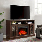 Espresso 58  Fireplace TV Stand with Open & Closed Storage for TVs Up to 65