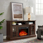 Espresso 58  Fireplace TV Stand with Open & Closed Storage for TVs Up to 65