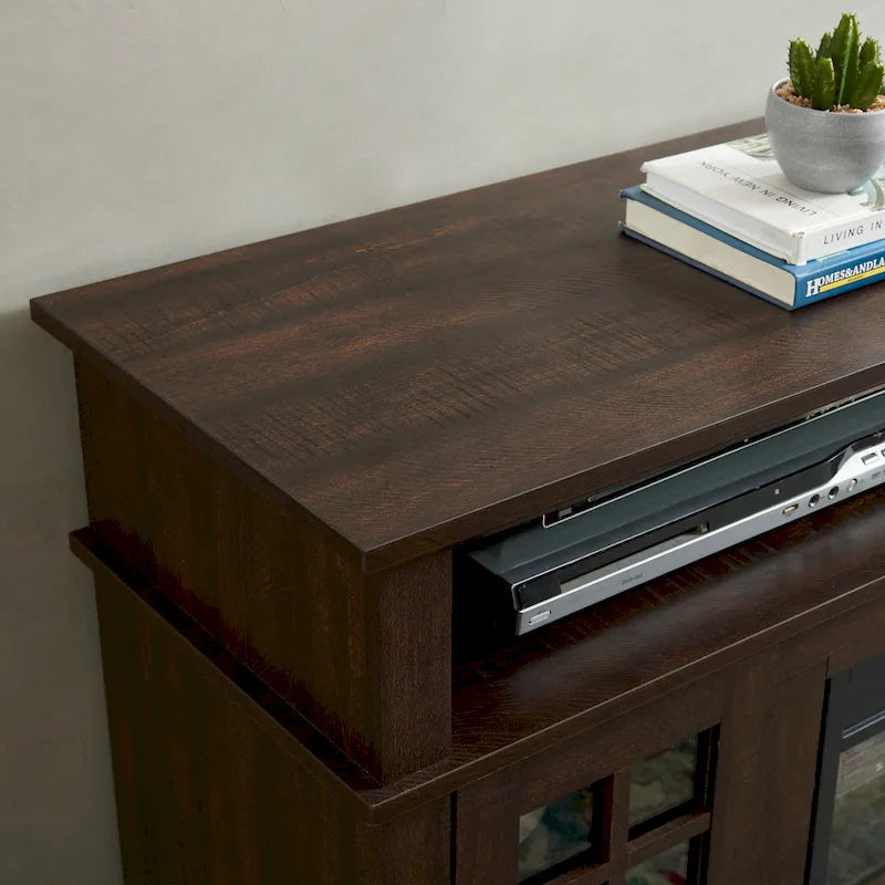 Espresso 58  Fireplace TV Stand with Open & Closed Storage for TVs Up to 65