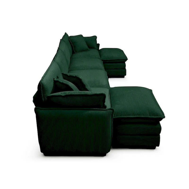 6-Piece Oversized Corduroy U-Shaped Modular Sectional Sofa with Ottomans