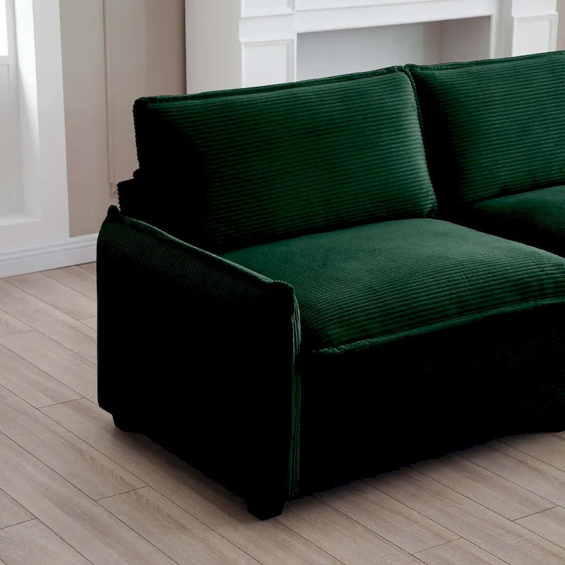 6-Piece Oversized Corduroy U-Shaped Modular Sectional Sofa with Ottomans