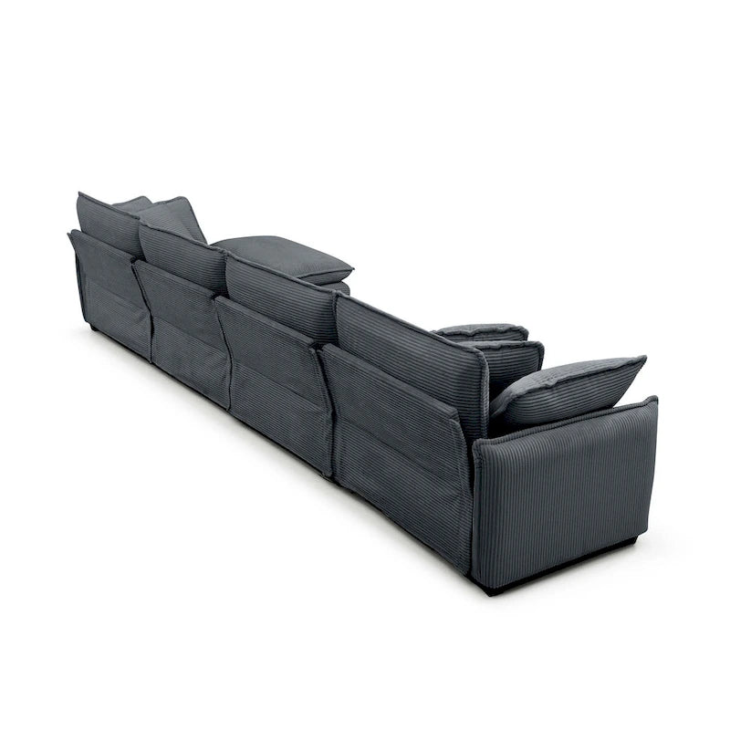 6-Piece Oversized Corduroy U-Shaped Modular Sectional Sofa with Ottomans