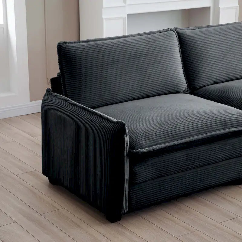 6-Piece Oversized Corduroy U-Shaped Modular Sectional Sofa with Ottomans