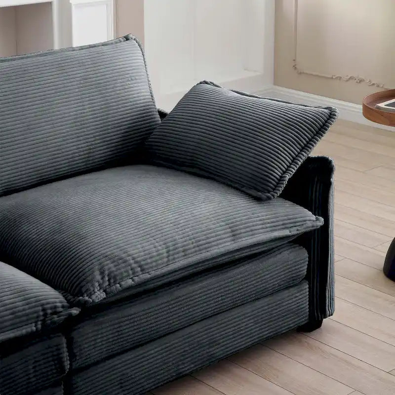 6-Piece Oversized Corduroy U-Shaped Modular Sectional Sofa with Ottomans