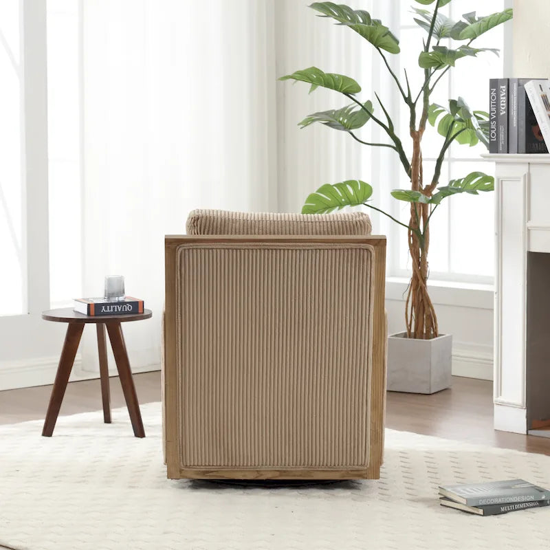 Camel 26.77  Swivel Barrel Chair with Hardwood Frame