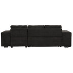 104.5  Charcoal L-Shaped 3 Seater Convertible Sofa with Pull-Out Bed, Storage Chaise and 2 Stools for Living Room