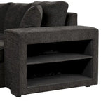 104.5  Charcoal L-Shaped 3 Seater Convertible Sofa with Pull-Out Bed, Storage Chaise and 2 Stools for Living Room