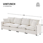 White 84  Modular Chenille 4-Seat Sectional Sofa Set with Removable Cushions and 2 Pillows, Perfect for Small Spaces