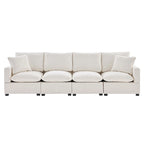 White 84  Modular Chenille 4-Seat Sectional Sofa Set with Removable Cushions and 2 Pillows, Perfect for Small Spaces