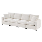 White 84  Modular Chenille 4-Seat Sectional Sofa Set with Removable Cushions and 2 Pillows, Perfect for Small Spaces