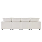 White 84  Modular Chenille 4-Seat Sectional Sofa Set with Removable Cushions and 2 Pillows, Perfect for Small Spaces
