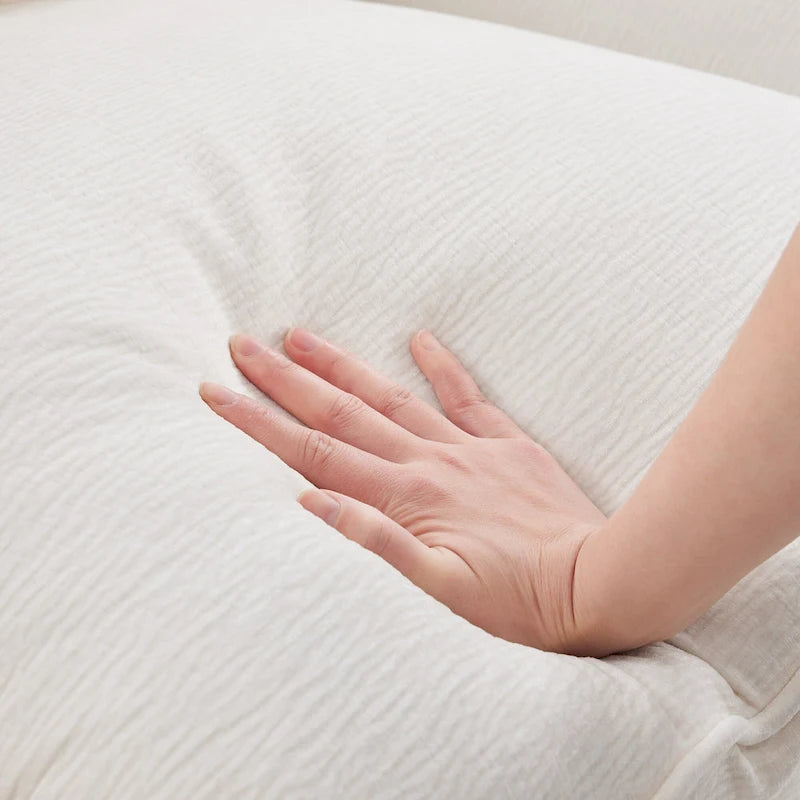 White 84  Modular Chenille 4-Seat Sectional Sofa Set with Removable Cushions and 2 Pillows, Perfect for Small Spaces