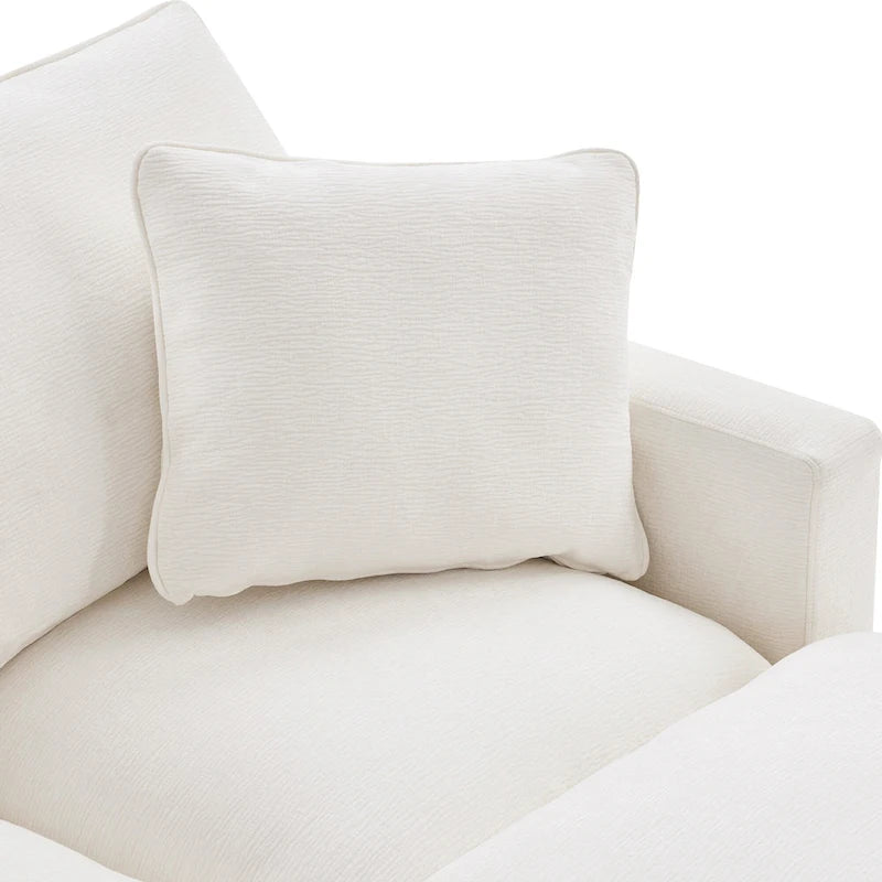 White 84  Modular Chenille 4-Seat Sectional Sofa Set with Removable Cushions and 2 Pillows, Perfect for Small Spaces