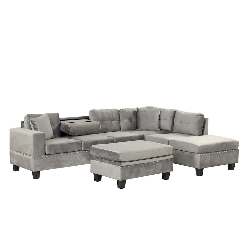 105  L-Shaped 7-Seater Modern Sofa with Storage Ottoman