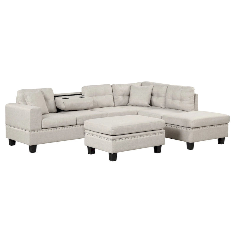 105  L-Shaped 7-Seater Modern Sofa with Storage Ottoman