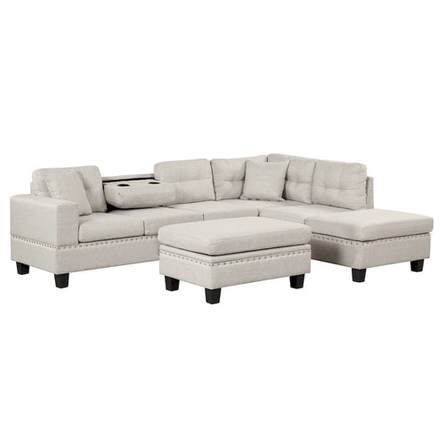 105  L-Shaped 7-Seater Modern Sofa with Storage Ottoman