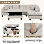 105  L-Shaped 7-Seater Modern Sofa with Storage Ottoman