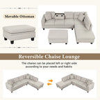 105  L-Shaped 7-Seater Modern Sofa with Storage Ottoman