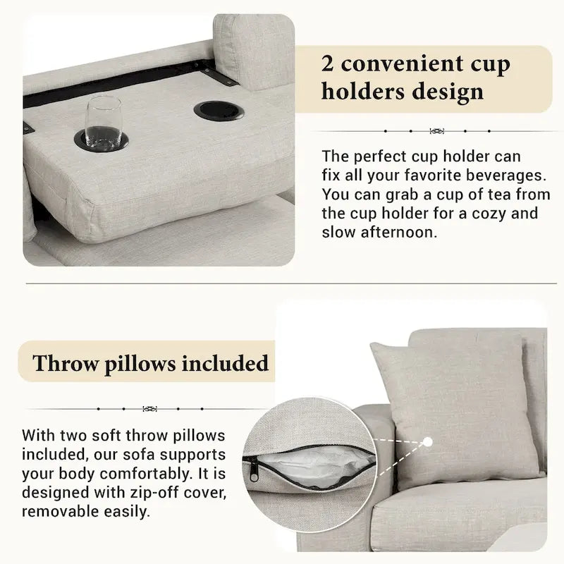 105  L-Shaped 7-Seater Modern Sofa with Storage Ottoman