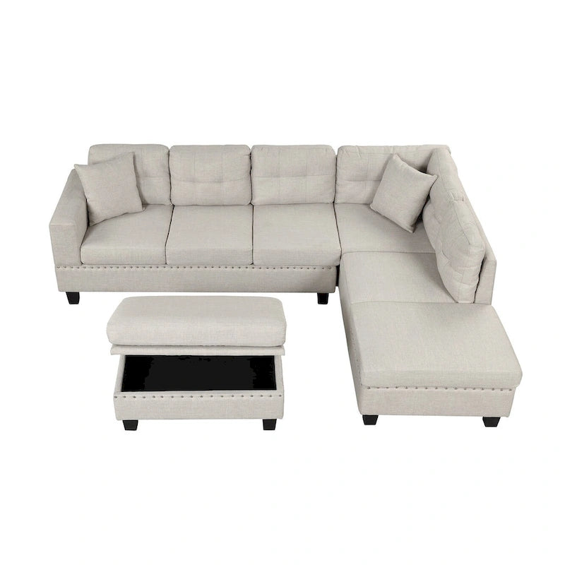 105  L-Shaped 7-Seater Modern Sofa with Storage Ottoman