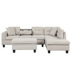 105  L-Shaped 7-Seater Modern Sofa with Storage Ottoman