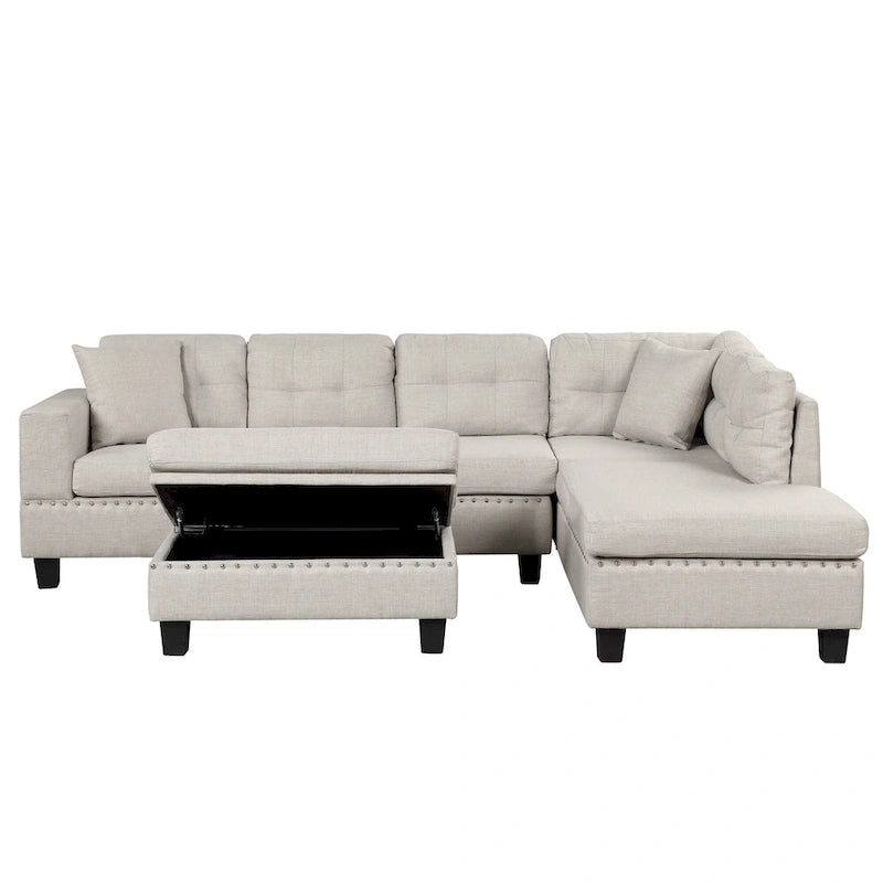105  L-Shaped 7-Seater Modern Sofa with Storage Ottoman