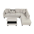 105  L-Shaped 7-Seater Modern Sofa with Storage Ottoman
