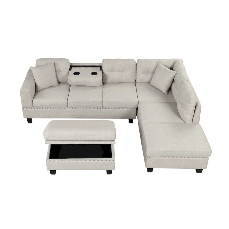 105  L-Shaped 7-Seater Modern Sofa with Storage Ottoman