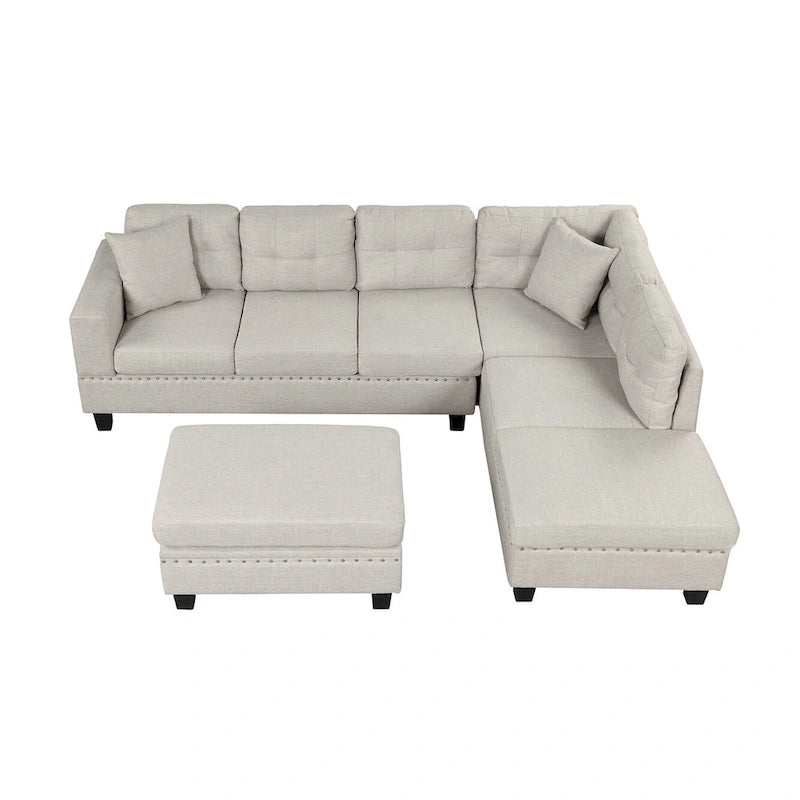105  L-Shaped 7-Seater Modern Sofa with Storage Ottoman